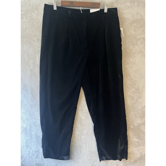 Old Navy Pants Women's L Black Velvet Wide Leg‎ Extra High Rise Taylor Trouser - Picture 1 of 8